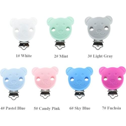 3 PCS Bear Head Baby Pacifer Shape Perle Silicone Teether Clip DIY Baby Dummy Chain Nipple Holder Soother Nursing Teething