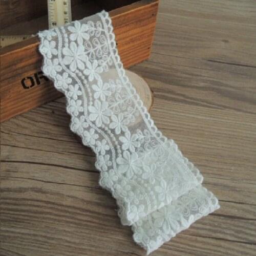 5yrd/lot Width:7cm Good quality mesh cotton embroidered lace garment laces for DIY white lace for sewing