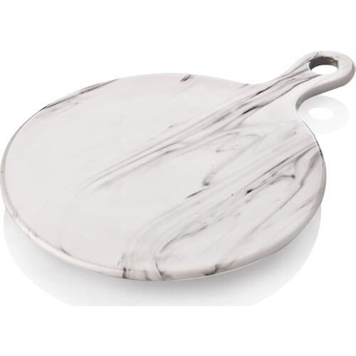 Queens Kitchen Marble Pattern Handle Cheese Presentation Dish