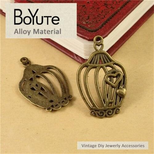 BoYuTe (60 Pieces/Lot) 34*21MM Vintage Antique Bronze Plated Pendant Zinc Alloy Birdcage Charms Jewelry Findings Accessories