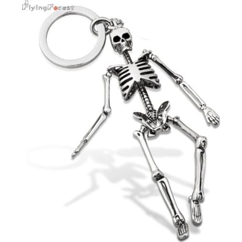 Keychain For Men Metal alloy Skull Keychains For Couples Fashion Foldable Skeleton Key Chains Key Rings Bag Charm Gifts