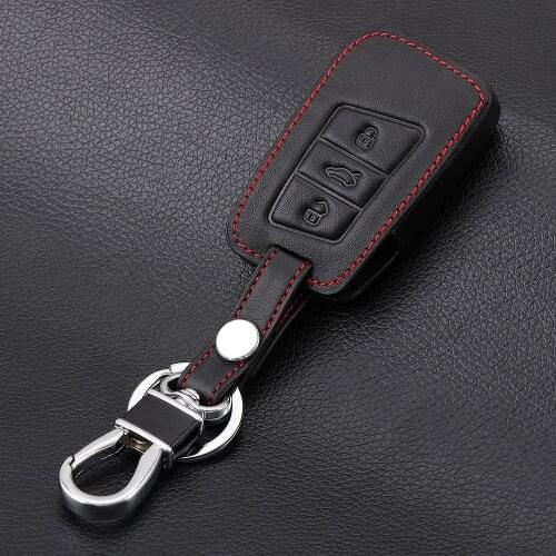 Keychain Car Leather Smart Key Cover Case Protector for VW Passat B8 CC 2017 2018 For Skoda Superb A7 Car Accessories