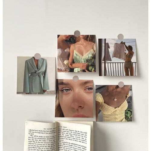 Korean Ins Art Girl Retro Decorative Card 5 Sheets Simple Style Photo Props Diy Collocation Postcard Background Wall Sticker