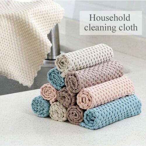 Household Dish Washing Cloths Kitchen Rags Easy To Clean Water-absorbent Non-stick Oil Wipe Tablecloths Clean Towels