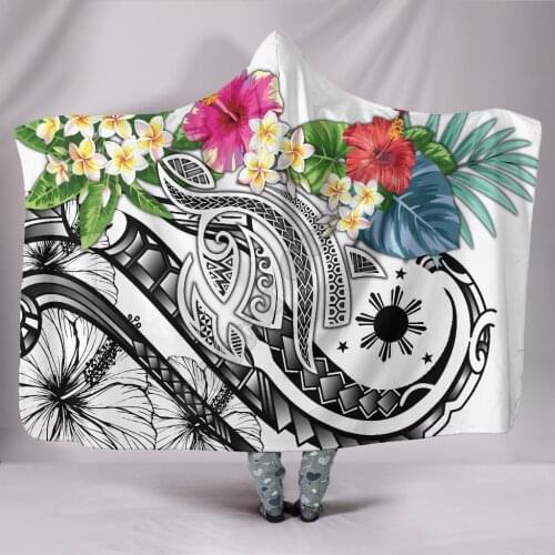 The Philippines Hooded Blanket Summer Plumeria White 3D printed Wearable Blanket Adults Kids Various Types Hooded Blanket