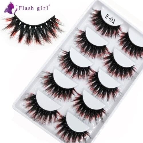 Flash Girl High Quality E Seriers 16 Styles 5 Pairs Colorful Mink Eyelash Light and Soft Charming Eyelashes for Paty