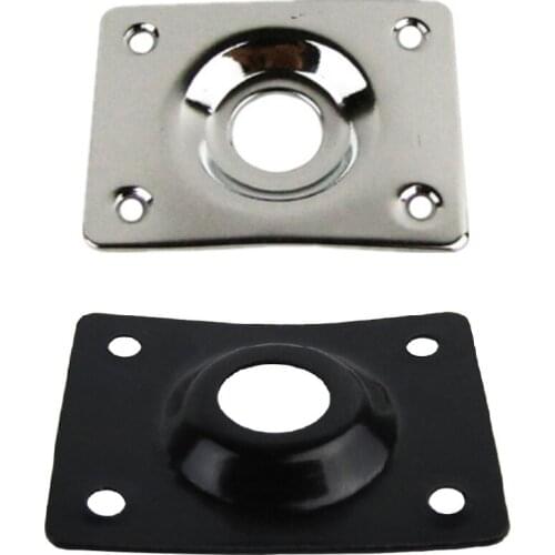 FLEOR 2pcs Rectangular Dented Metal Electric Guitar Bass Output Jack Plate Silver Color