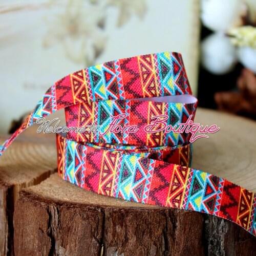 FLRA Elastic2016 Tribal Aztec printed elastic printed fold over elastic wholesale 5/8 foe with elastic headband