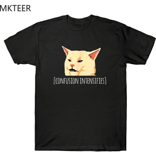 Smudge Lord Funny Confused Cat Meme Confusion Intensifies Vintage Mens T-Shirt Fashion Quality Print T Shirt Men Summer Clothes