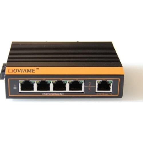 GOVIAME 10/100Mbps Unmanaged 5-Port PoE Industrial Ethernet Switches with DIN Rail/Wall-Mount (Fanless,-45℃~85℃,IP40)