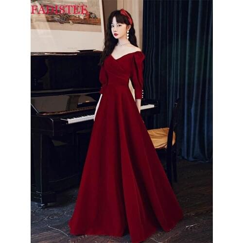 Burgundy Muslim half sleeves Prom Dresses Formal Evening Party Gowns Vestido De Festa Party Dresses robe de soiree plus size