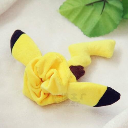 New Pokemon Pikachu Girls Hair Rope Flower Plush Hair Tie Drawstring Headdress Hair Accessories Anime Cartoon Childrens Gifts