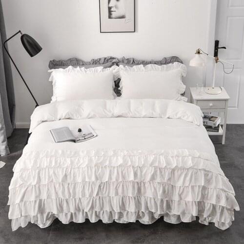 New European-Style Double-Layer Bedding Set Ruffled down Quilt Cover Bedding Wrinkle Bed Sheet Bed Sheet Wedding Celebration Dec
