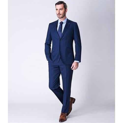 New Men’s Suit Smolking Noivo Terno Slim Fit Easculino Evening Suits For Men Party Blue 2 Piece Tops+Pants
