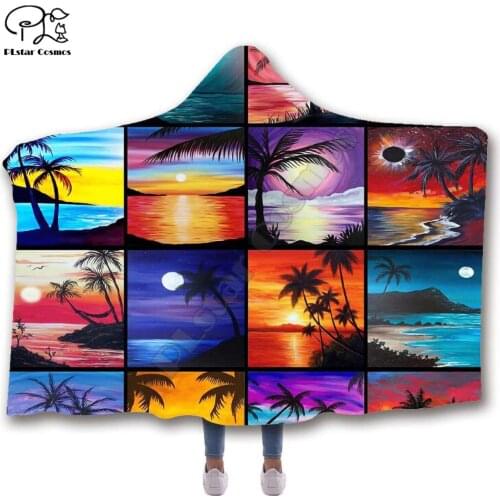 Various tree patterns Hooded Blanket Adult colorful child Sherpa Fleece Wearable Blanket Microfiber Bedding style-4