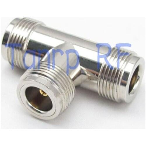 Wholesale 10PCS/lots T type 3 three N female jack RF coaxial connector adapter cable