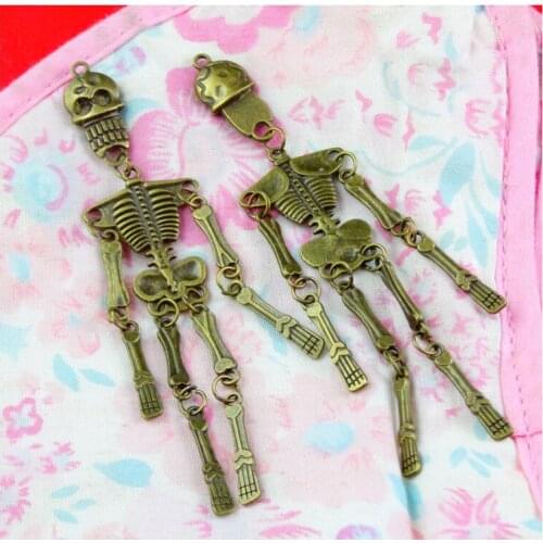 5pcs 22.3*98.5MM Antique Bronze Skull Pendant Skeleton Charms Pendant DIY Jewelry accessories