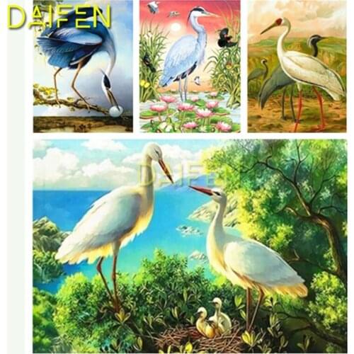 Full Round Diamond mosaic 5D DIY Diamond embroidery Cross stitch Full Square Diamond painting Crane Lotus birds trees lake