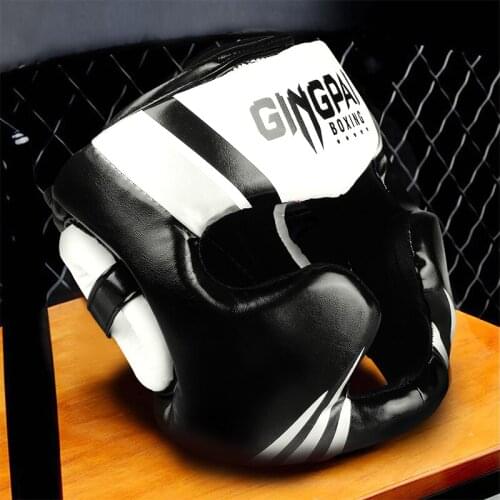 Full-Covered Boxing Helmet Muay Thai PU Leather Training Sparring Boxing Headgear Guard MMA Equipment Safe fit for men and women
