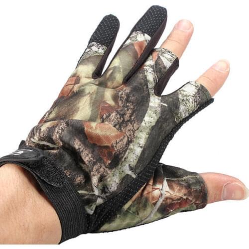 3 Cut Finger Anti-Slip Camouflage Fishing Hunting Gloves Waterproof