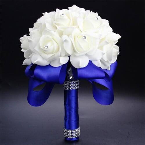Luxury Bridal Bouquet With Cheaper Price Wedding Foam flowers Rose Ribbon Wedding bouquet Bride Bridesmaid holding flower