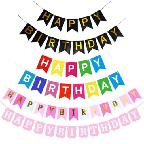 Happy Birthday 13 Letters Banner Flag Bunting Garland Party Decoration