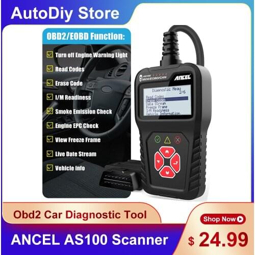 AS100 OBD2 Code Reader Scan Tool Automotive Analyzer I/M Covered 1000+ Car Models Support OBDⅡ Vehicles Multi-language PK ELM327