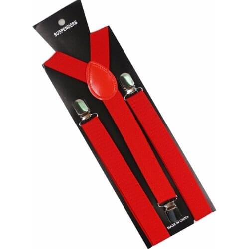 Winfox 1 Inch Wide Male Red Navy Yellow Y Back Clip On Braces Elastic Unisex Suspender Men Women