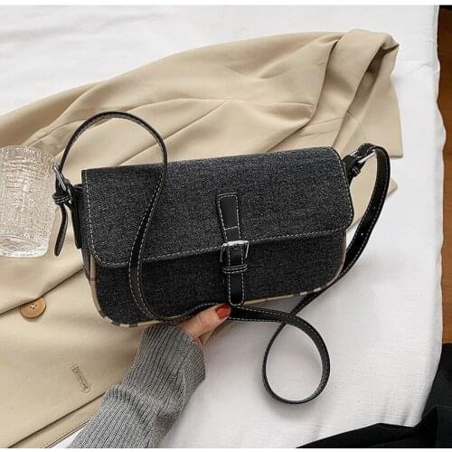 SOTAKENPA Bag Women 2021 New Pouch Fashion Messenger Shoulder Bag Underarm Texture Denim Small Square Bag Hand Bags for Women
