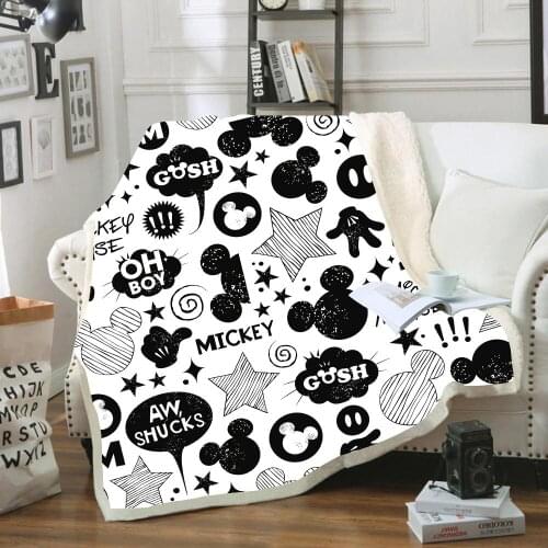 Disney Mickey Minnie Mouse Blanket Warm Cosy Sherpa Winter Covering Throws on Bed Crib Couch Home Decor Gift for Boys Girls Kids