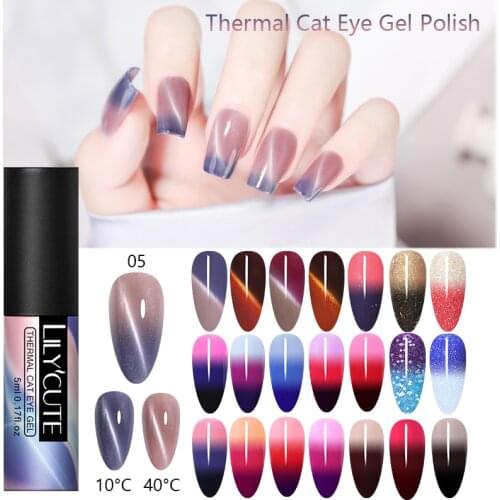 LILYCUTE Thermal Gel Polish 3 Layers Temperature Color Change Long Lasting Magic Effect Soak Off UV Gel Nail Art Varnish