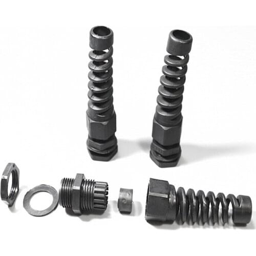 Cable glands M12 M16 M18 M20 M22 M25 waterproof nylon cable thread gland rubber wiring conduit plastic cable sleeve IP68 Black