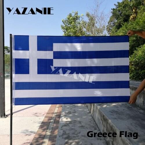 YAZANIE 90x150cm Hanging Greek Flag Polyester Standard Flag Banner Outdoor Indoor 3ft x 5ft Flag Greece Flag Country Banner