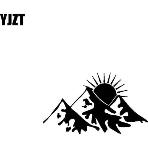 YJZT 14.5CM*8.5CM Interesting Mountains Sun Beautiful Artistic Delicate Nice Vinyl Decal Car Sticker Black/Silver C19-1574