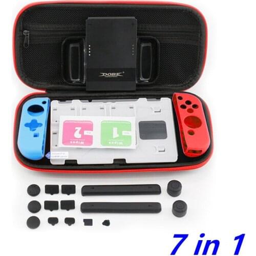 Nintend Switch Protective Kit Storage Box + Expansion Card Slot + Joy-con Grip + Rubber Plug + Silicone case + Screen Film Cover