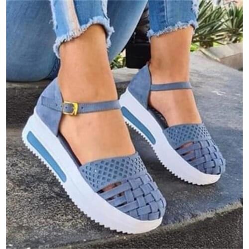 Women Summer Platform Shoes Thick Bottom Buckle Ladies Sandals Outdoor Female Flat Shoes