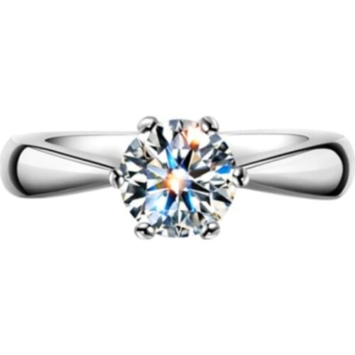 Original Design 1 Carats Round Rings Women Sterling Silver 925 Jewelry Luxury Exquisite Engagement Wedding Diamond Gift Party