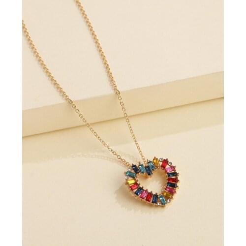 Luxury Cubic Zircon Heart Pendant Necklace Silver Color CZ Crystal Necklace Statement Jewelry Women Valentines Day Gift