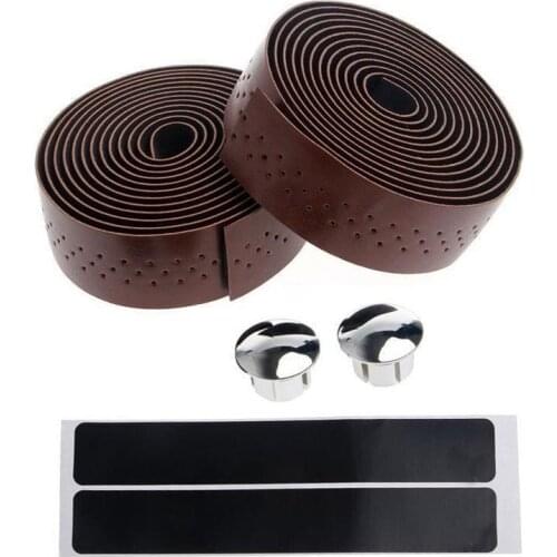 1 Pair Bicycle Handlebar Tapes Road Bike PU Leather Perforated Belt Breathable Soft Bike Handlebar Tape MTB Bike Fixed Gear Belt