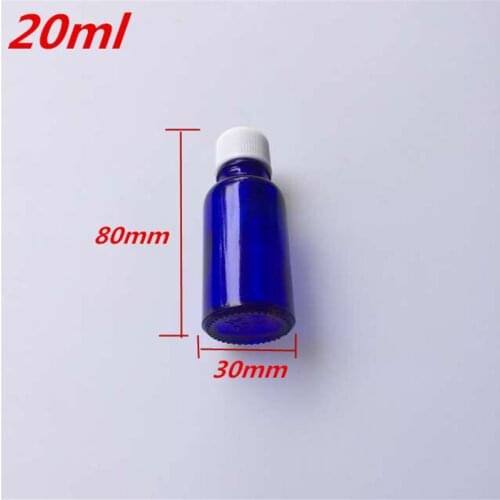10 pcs 30x80 mm Dark Blue Glass Bottles With White Plastic Common Cap&Plugs DIY 20 ml Empty Essential Oil Bottles Jars