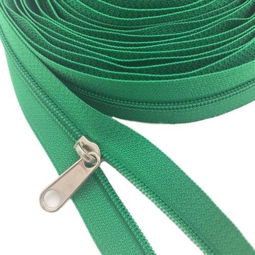 3# Bulk Nylon Coil Zippers with Zipper Sliders Green Yard Zippers For DIY Home Christmas Craft Sewing Garment Accessories