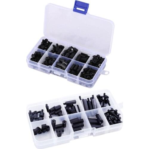 300Pcs M3 Nylon Hex Screw Nut Spacer Standoff Varied Length Black & 88 Pcs M3 Nylon Hex Spacers Screw Nut Stand-Off