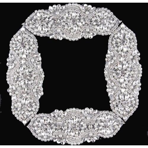 5pcs/lot)Newly Handmade Hot Fix Bridal Beaded Crystal Rhinestone Appliques Patch For Girl Wedding Dress/Shoes/Belt