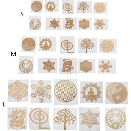 30Pc 7 Chakra Copper Energy Tower Orgonite Sticker Flower Life Tree Pyramid Epoxy Resin Fillings Material Jewelry Making