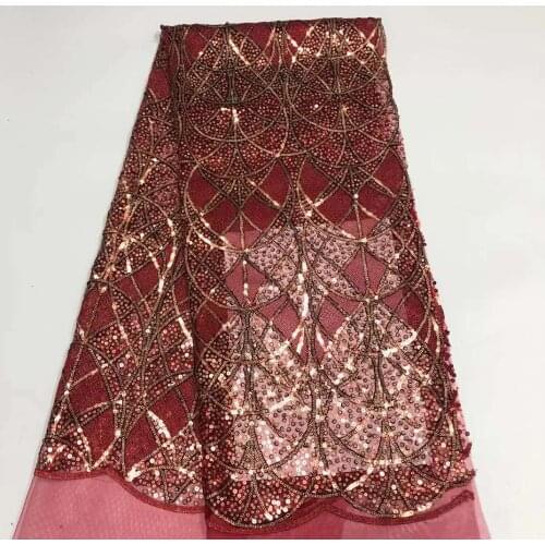 African Lace Fabric Swiss Tulle Embroidery Sequins Craft Sewing Design Banquet Party Wedding Dress French Mesh 5 Yards Trimming