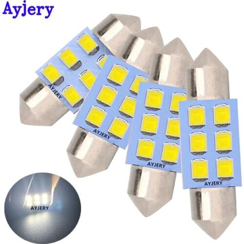 AYJERY 800X C5W LED 1210 6 SMD Festoon 31mm 36mm 39mm 41mm 12V White bulbs For Cars Dome License plate Interior Reading Light