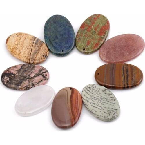 Beadsland Oval Grained Nature Stone Vintage Pendant For Fashionable Man Women DIY Pendant Necklace Jewellery Friends Gift