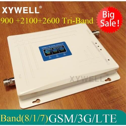 Big Sale!! 900/2100/2600 Mhz Tri-band Mobile Signal Booster 4G Cellular Amplifier 900 2100 2600 UMTS LTE GSM Repeater2g 3g 4g