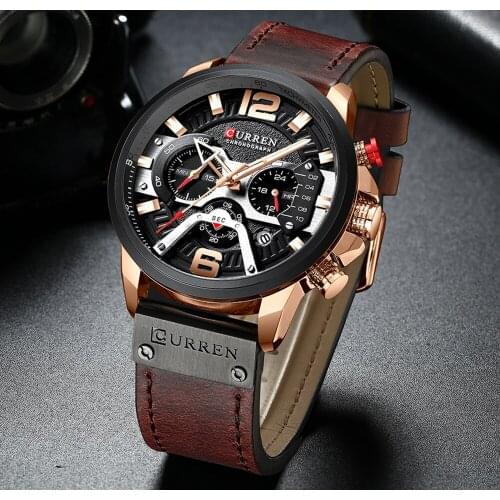 CURREN Hot Sale Men Quartz Watches Fashion Military Leather Watch Sport Waterproof Wrist Watch Male Clock Relogio Masculino