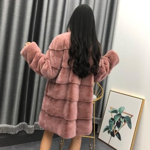 Womens natural mink fur coat real mink fur overcoat stand collar winter female fur outerwear